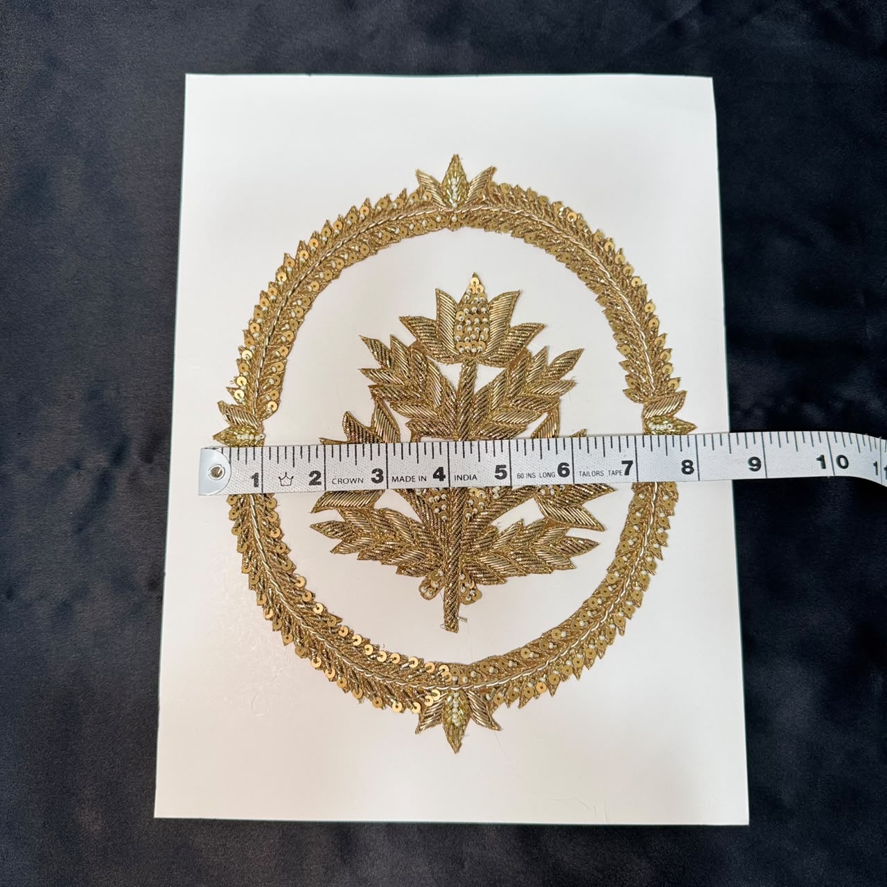 Traditional Floral Gold Zari & Sequin Embroidery Patch