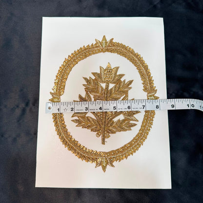 Traditional Floral Gold Zari & Sequin Embroidery Patch