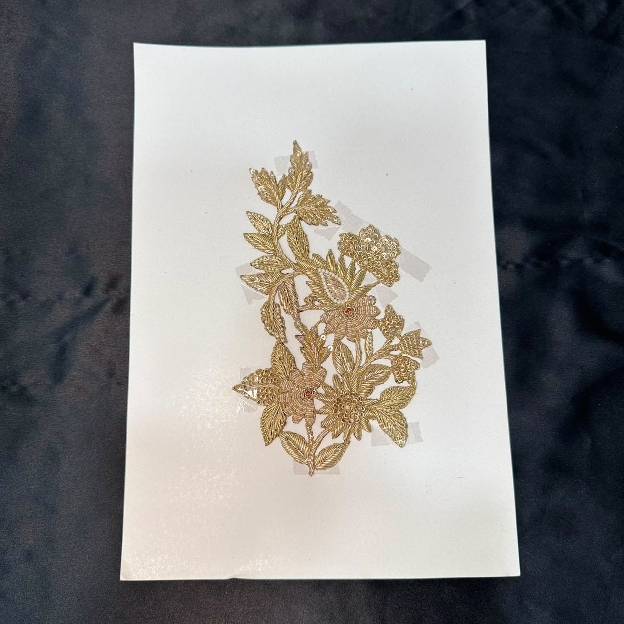Handcrafted Gold Floral Embroidery Applique Patch