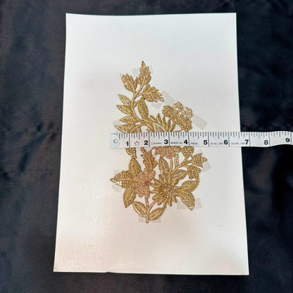 Handcrafted Gold Floral Embroidery Applique Patch