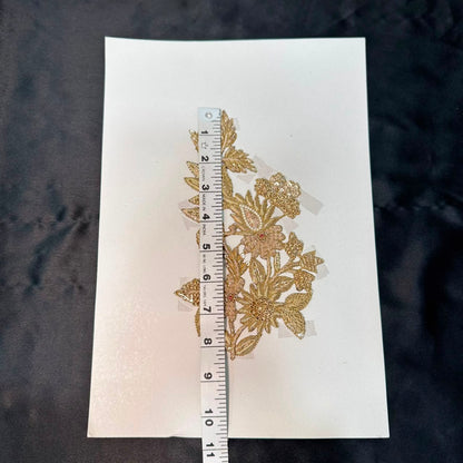Handcrafted Gold Floral Embroidery Applique Patch