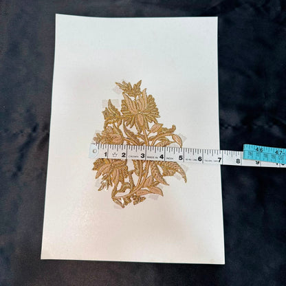 Handcrafted Gold Floral Embroidered Applique for Ethnic Wear