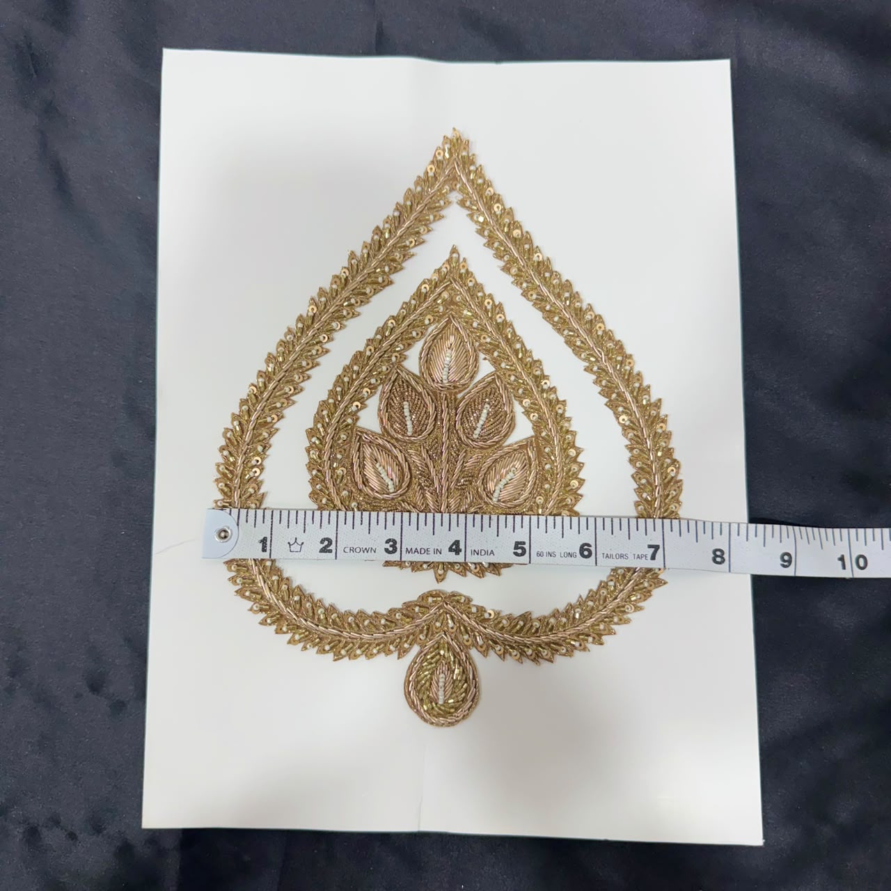 Traditional Golden Zari Leaf Embroidery Applique Patch