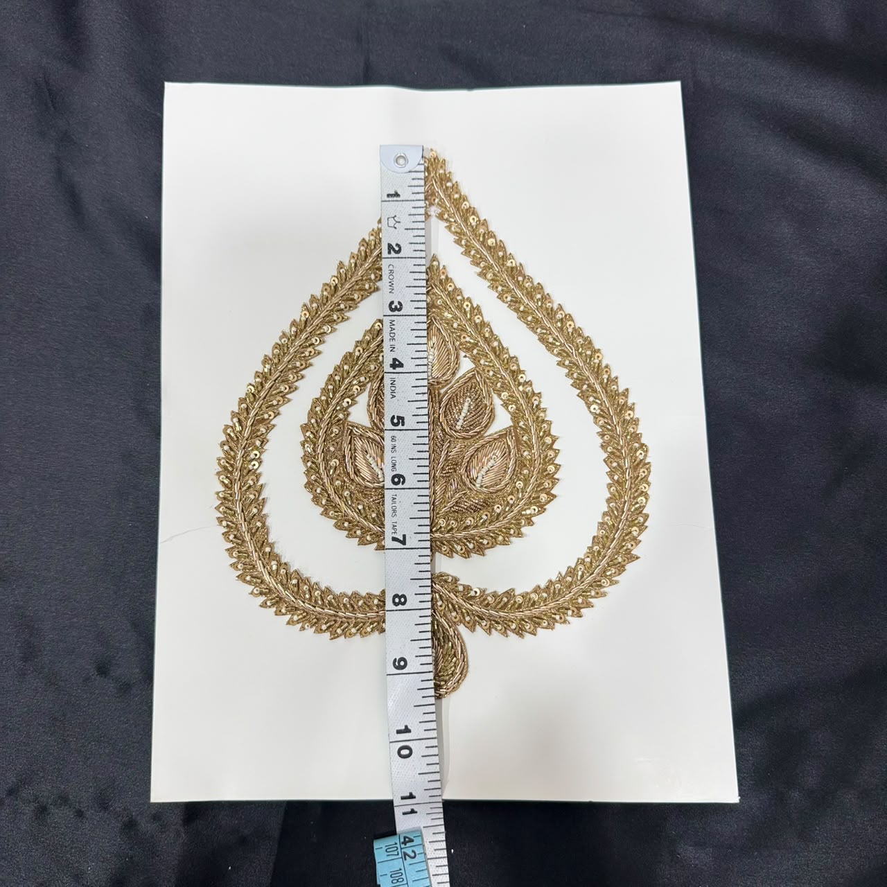 Traditional Golden Zari Leaf Embroidery Applique Patch