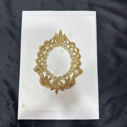 Royal Golden Floral Zari Embroidery Applique Patch