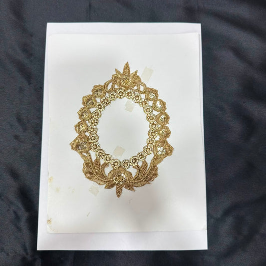 Royal Golden Floral Zari Embroidery Applique Patch