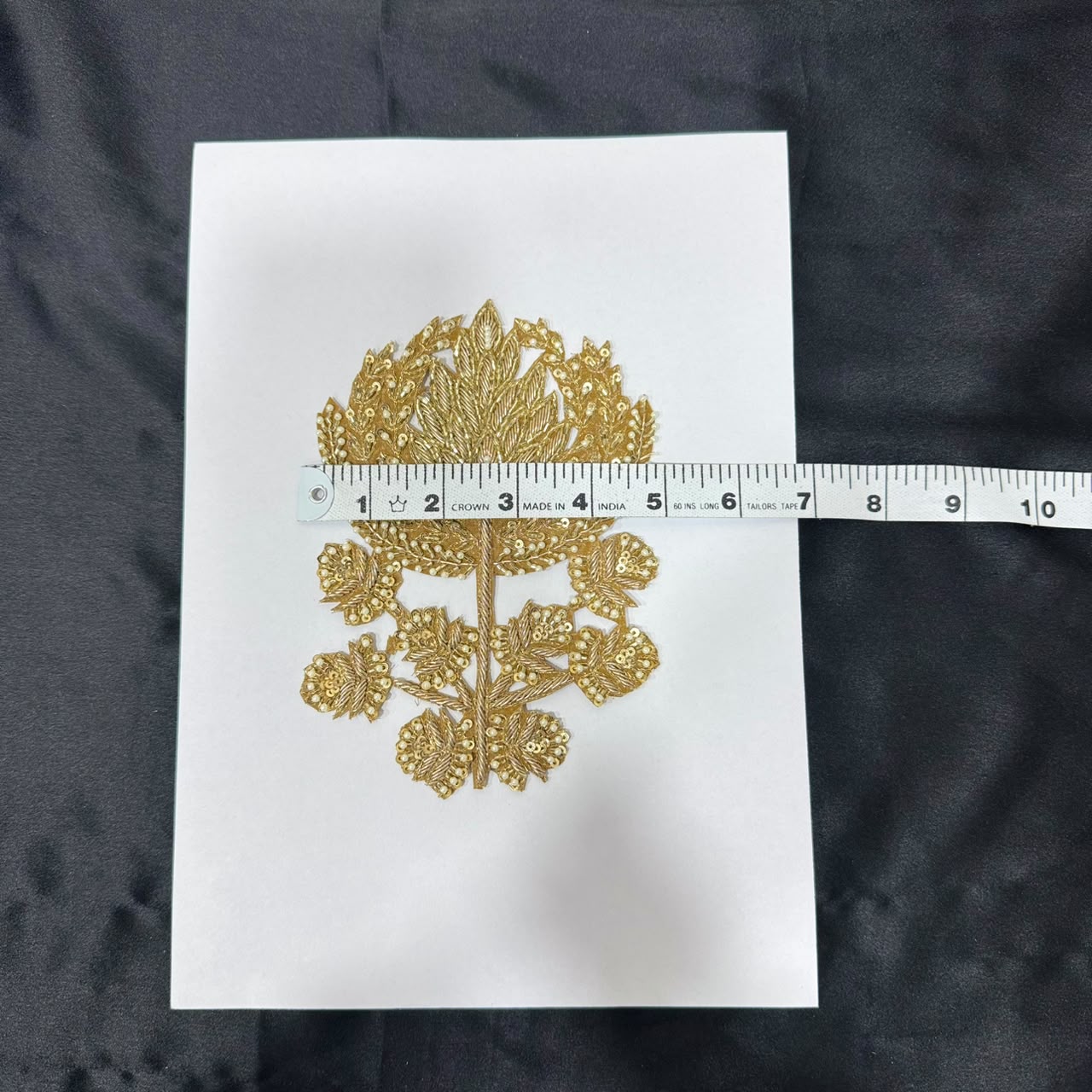 Premium Golden Zari Floral Vine Embroidery Patch