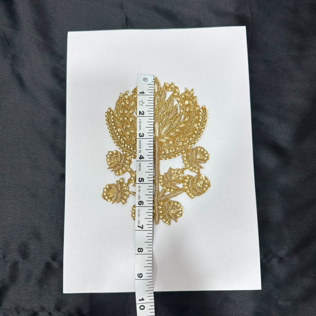 Premium Golden Zari Floral Vine Embroidery Patch