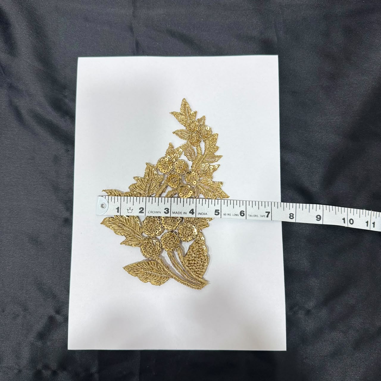 Traditional Golden Zari Floral Vine Applique Patch