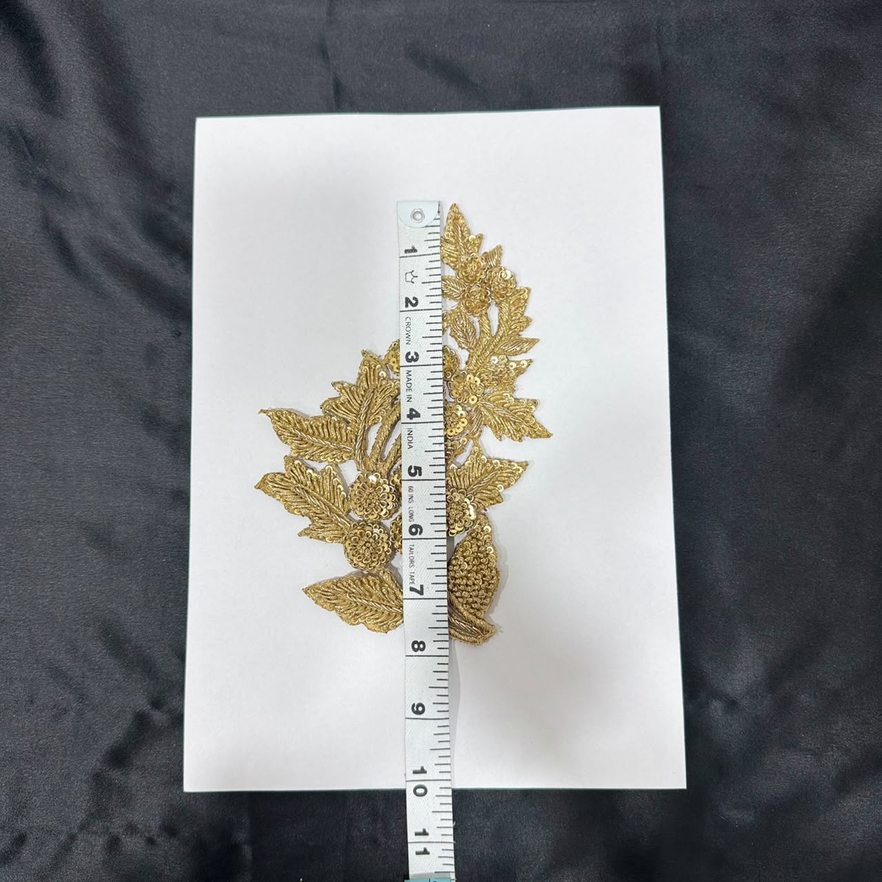 Traditional Golden Zari Floral Vine Applique Patch