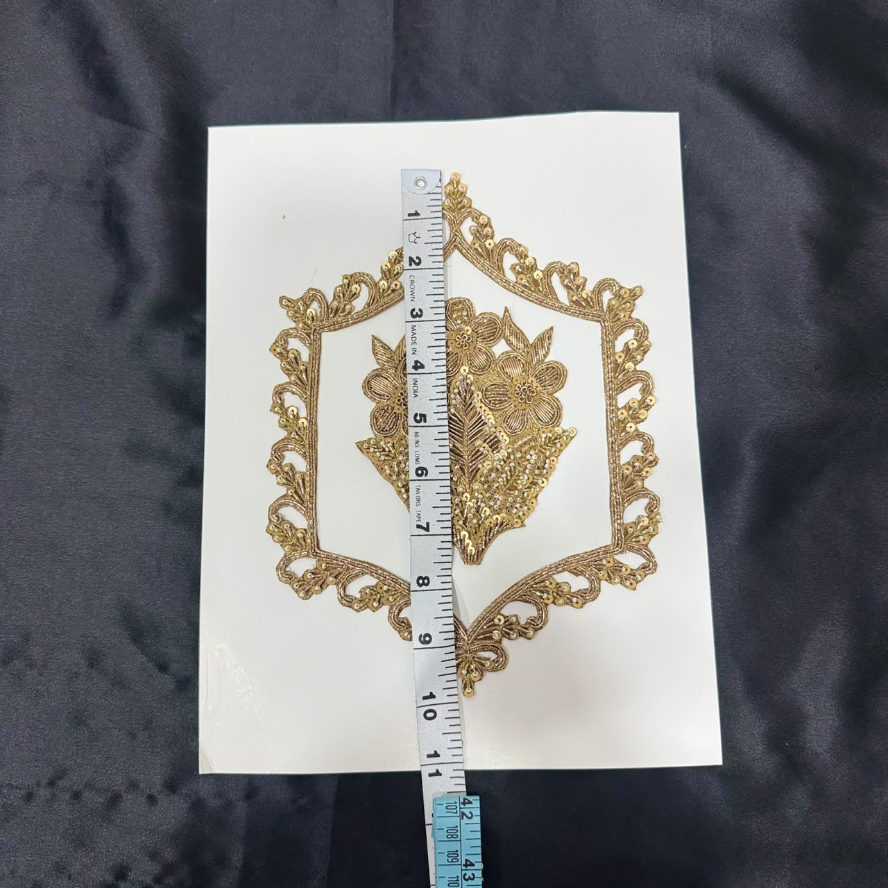 Elegant Golden Zari Traditional Floral Applique Patch