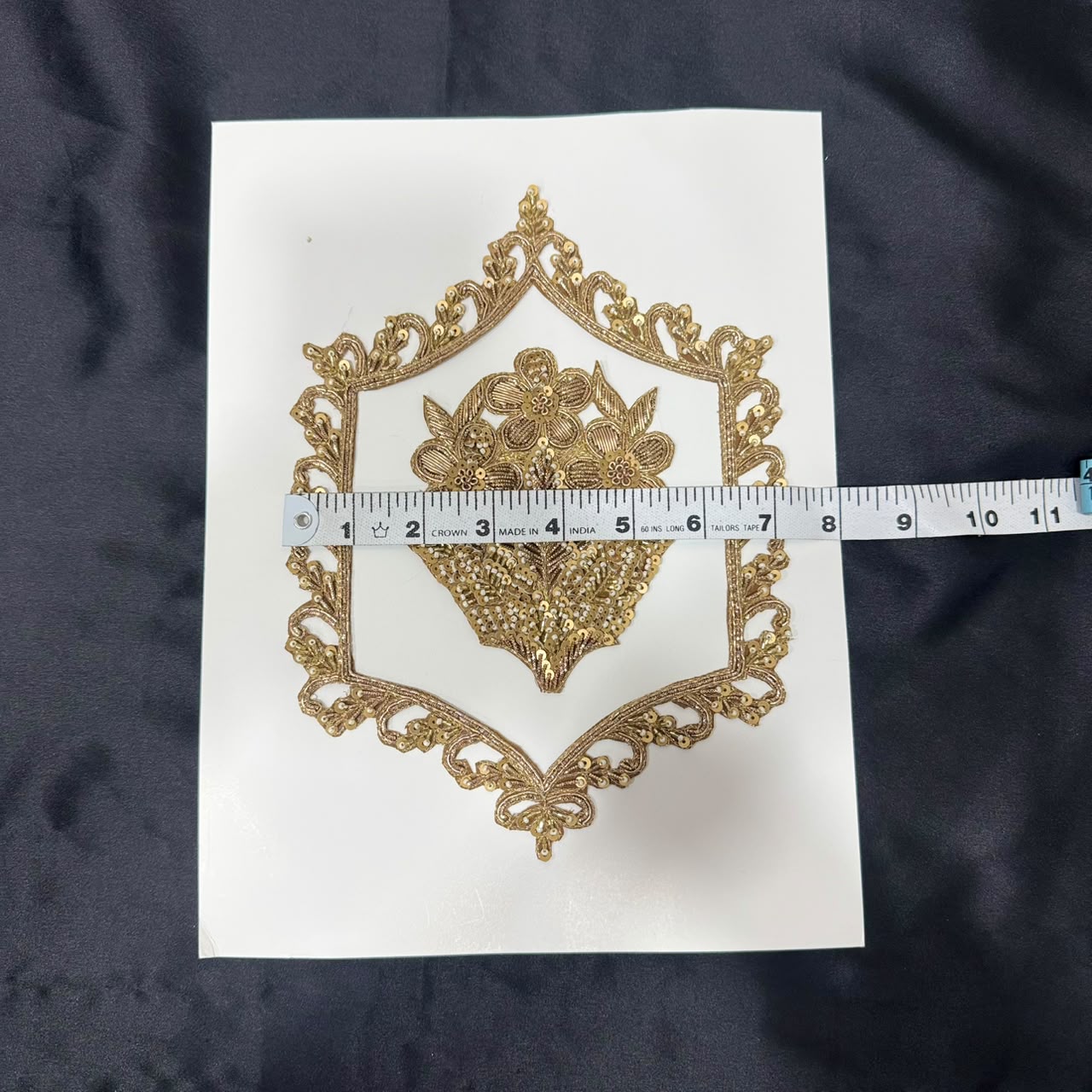 Elegant Golden Zari Traditional Floral Applique Patch