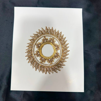 Luxury Golden Zari Round Sun Design Embroidery Patch