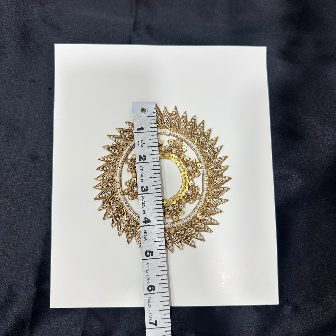 Luxury Golden Zari Round Sun Design Embroidery Patch