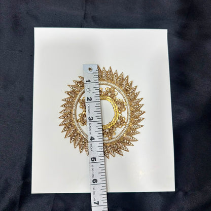 Luxury Golden Zari Round Sun Design Embroidery Patch