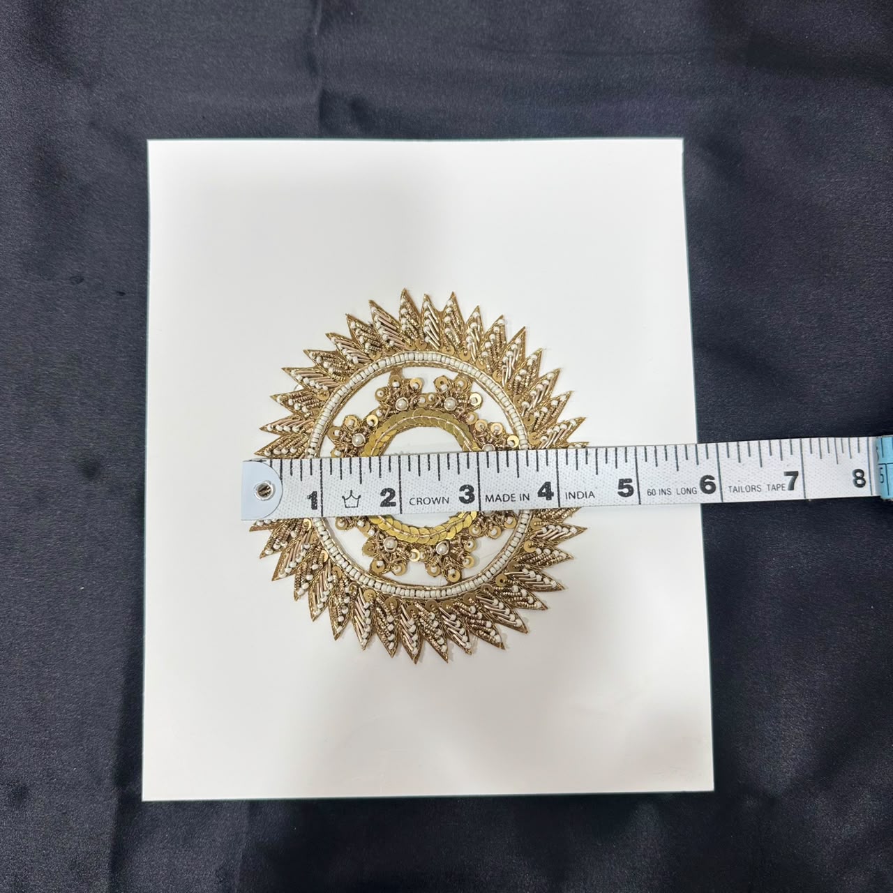 Luxury Golden Zari Round Sun Design Embroidery Patch