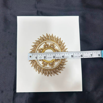 Luxury Golden Zari Round Sun Design Embroidery Patch