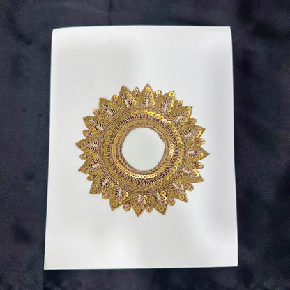 Designer Golden Zari Round Petal Embroidery Patch