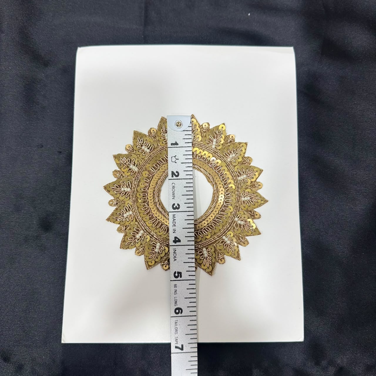Designer Golden Zari Round Petal Embroidery Patch