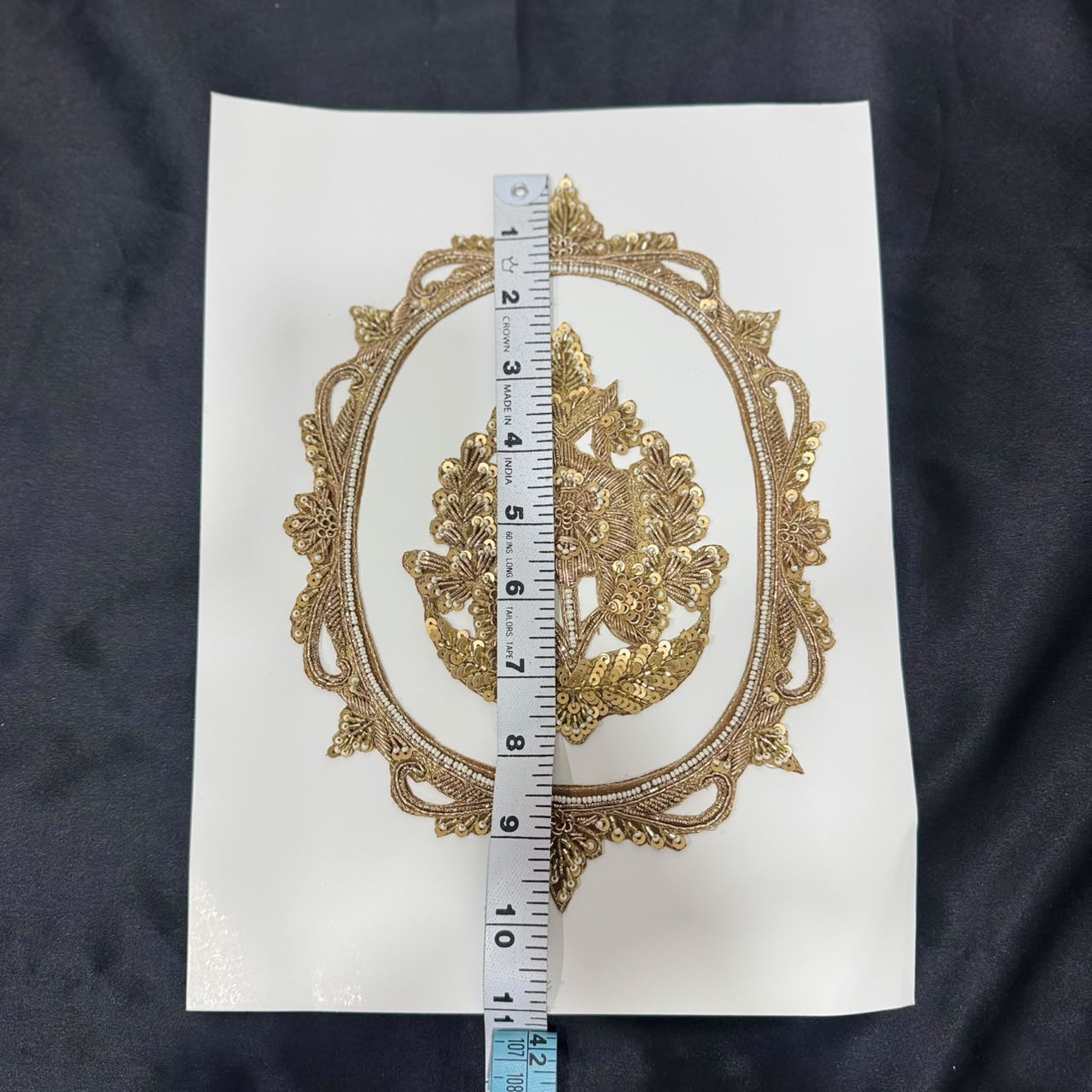 Premium Golden Zari Floral Medallion Embroidery Patch