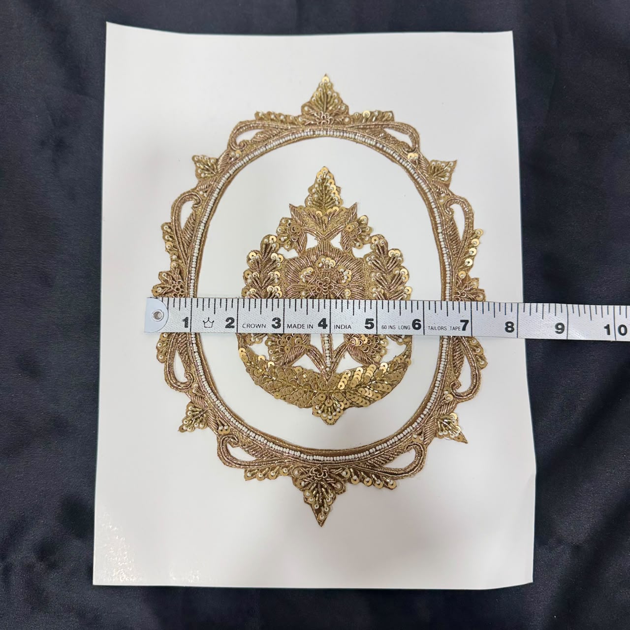 Premium Golden Zari Floral Medallion Embroidery Patch