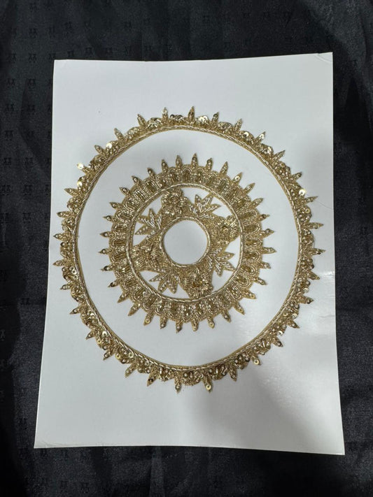 Designer Golden Circular Embroidery Patch