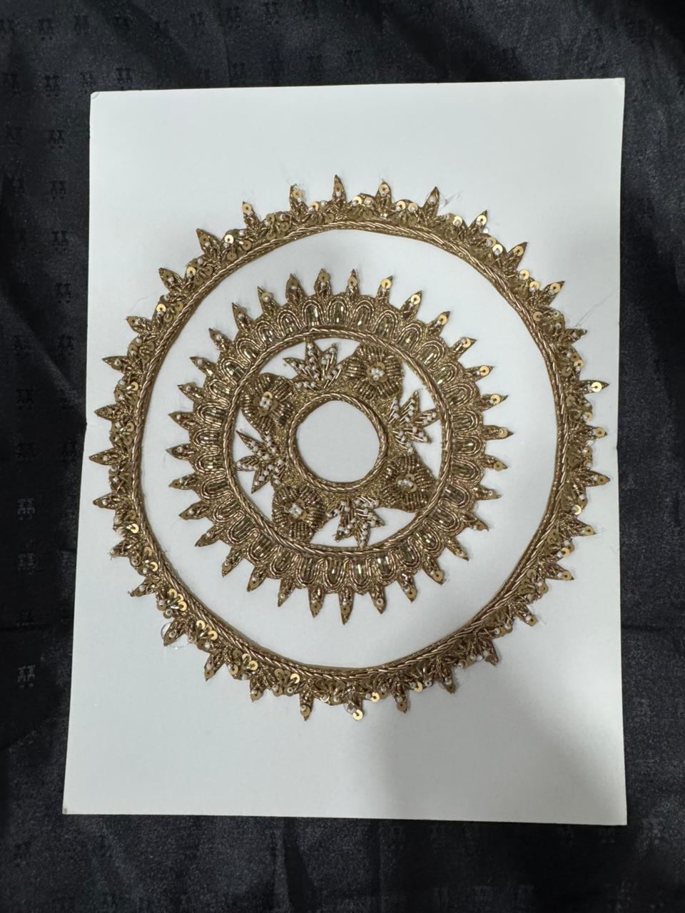 Designer Golden Circular Embroidery Patch