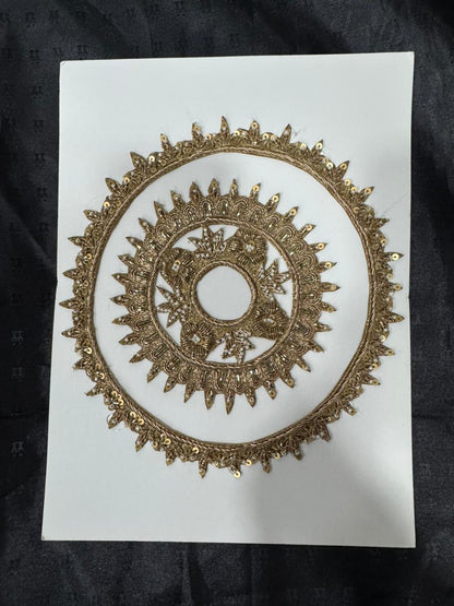 Designer Golden Circular Embroidery Patch