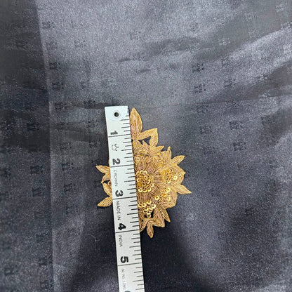 Golden Floral Zari & Sequin Embroidery Applique Patch