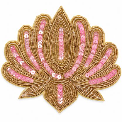 Designer Lotus Embroidered Zardozi Applique Patch