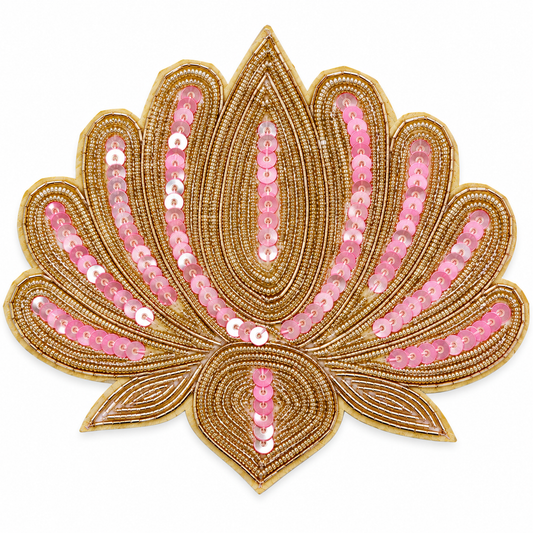 Designer Lotus Embroidered Zardozi Applique Patch