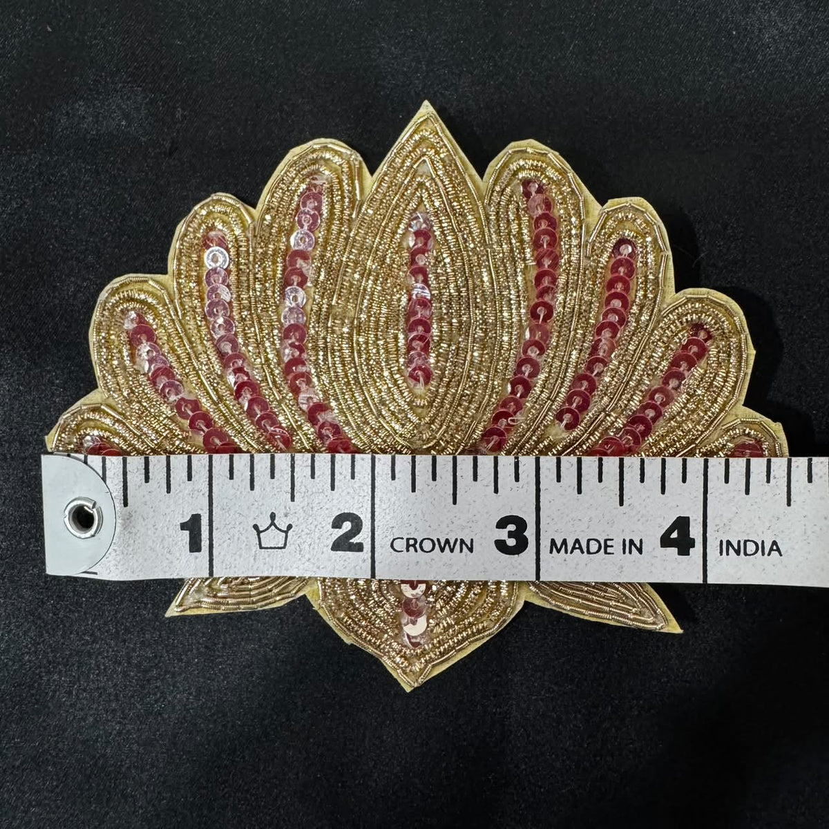 Designer Lotus Embroidered Zardozi Applique Patch