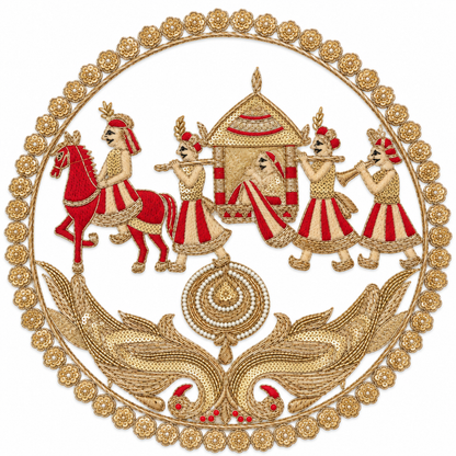 Royal Indian Doli Scene Embroidery Applique Patch