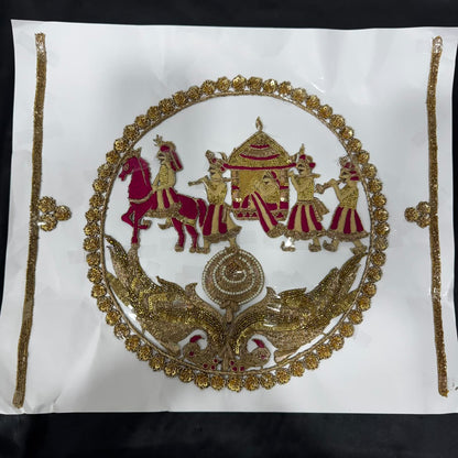 Royal Indian Doli Scene Embroidery Applique Patch