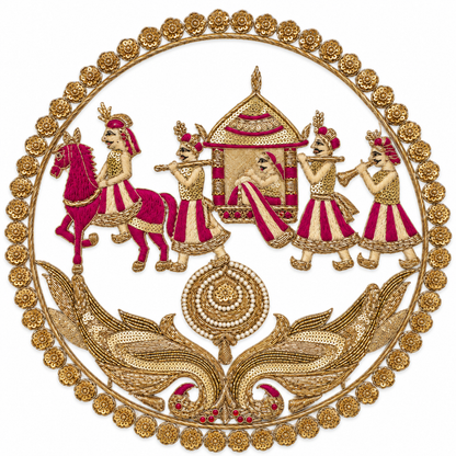 Royal Indian Doli Scene Embroidery Applique Patch