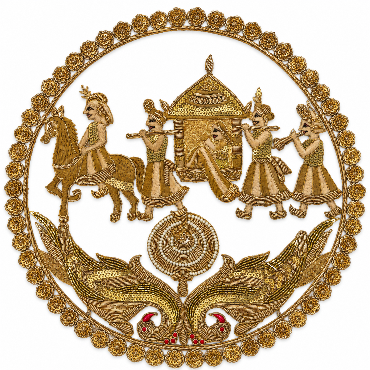Royal Indian Doli Scene Embroidery Applique Patch