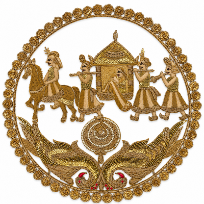 Royal Indian Doli Scene Embroidery Applique Patch