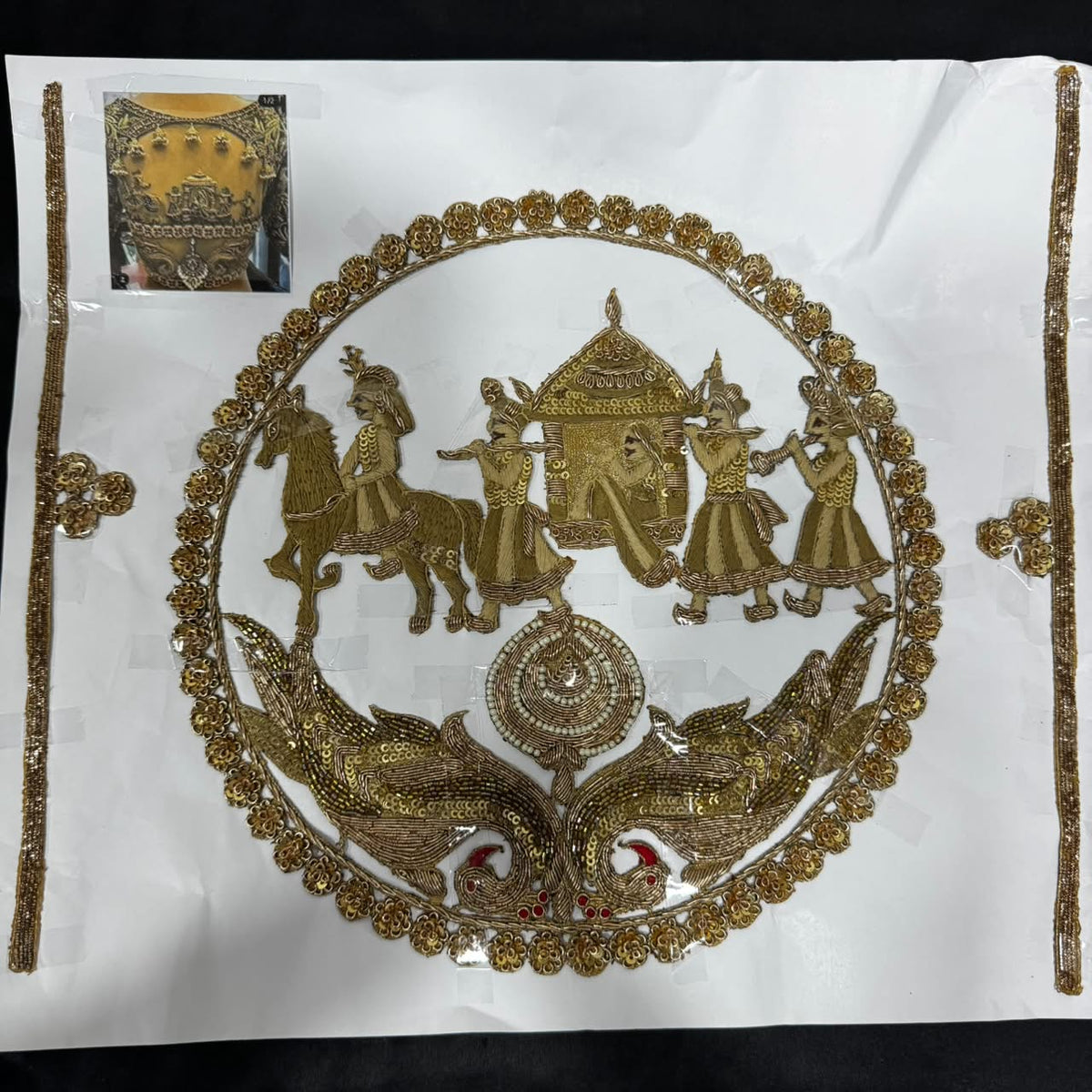 Royal Indian Doli Scene Embroidery Applique Patch