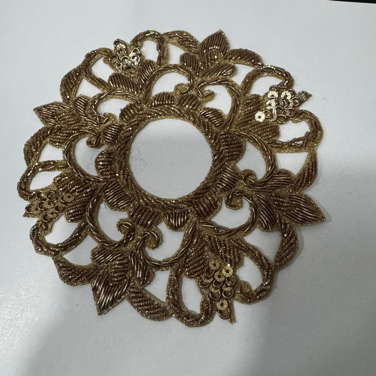 Designer Floral Zardozi Embroidered Applique Patch