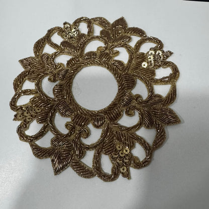 Designer Floral Zardozi Embroidered Applique Patch