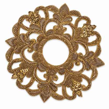 Designer Floral Zardozi Embroidered Applique Patch