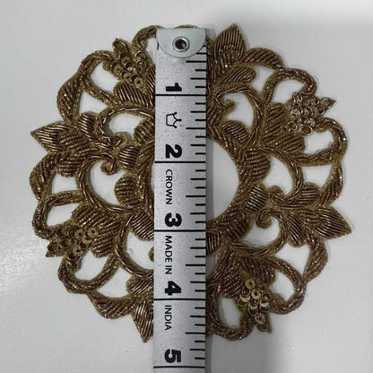 Designer Floral Zardozi Embroidered Applique Patch