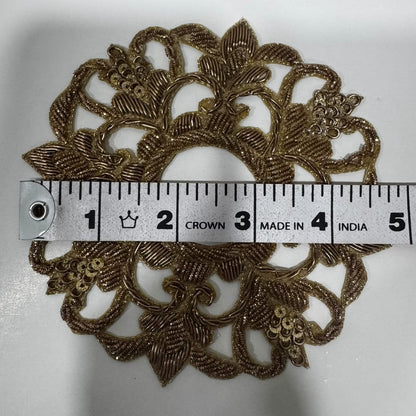 Designer Floral Zardozi Embroidered Applique Patch