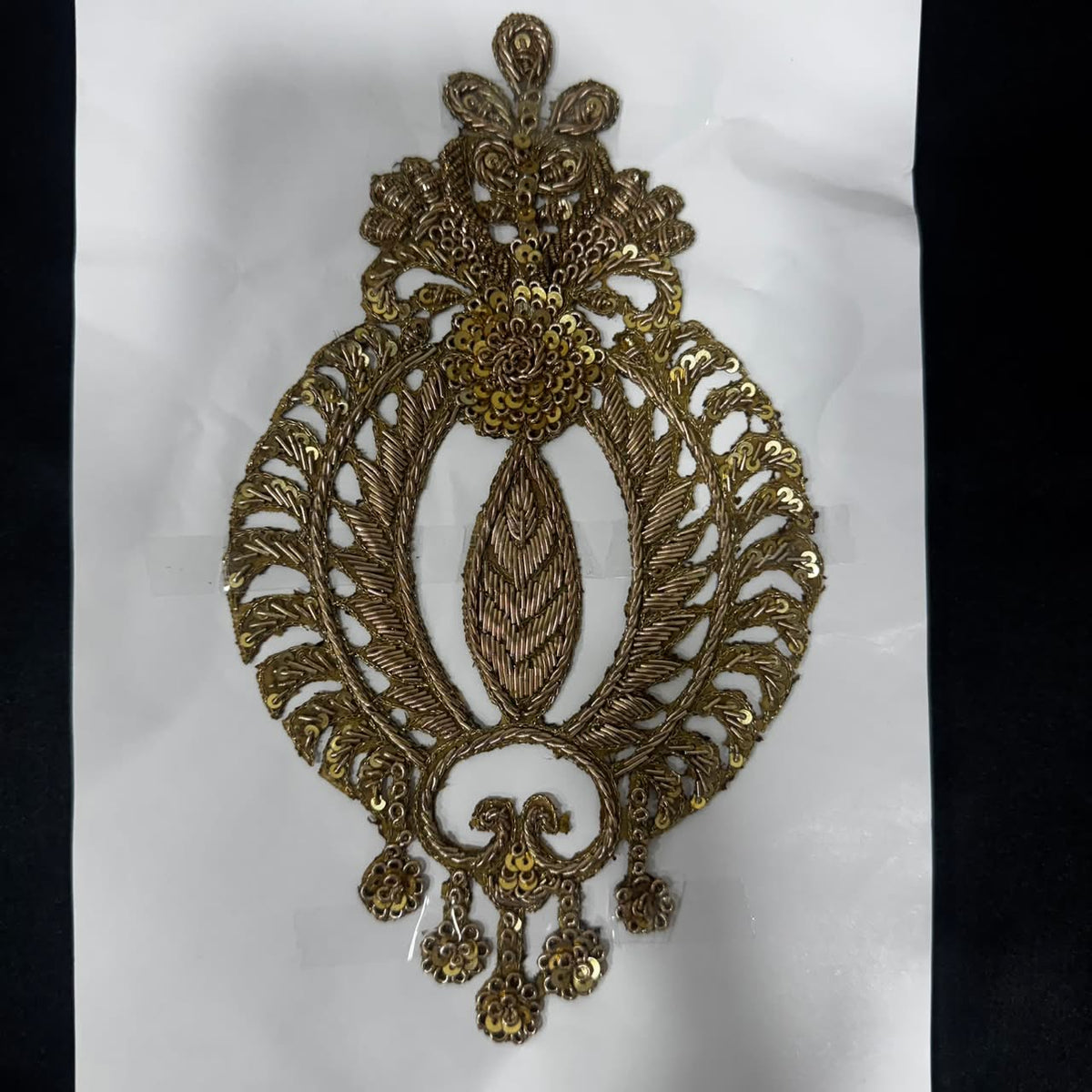 Designer Floral Zardozi Embroidered Applique Patch with Sequin Work