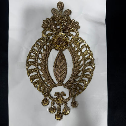 Designer Floral Zardozi Embroidered Applique Patch with Sequin Work