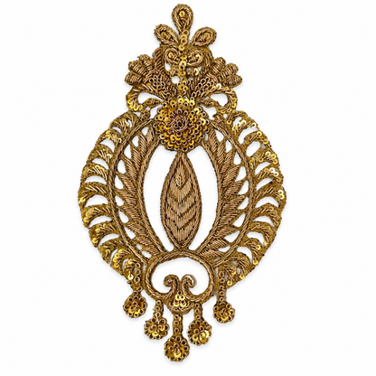 Designer Floral Zardozi Embroidered Applique Patch with Sequin Work