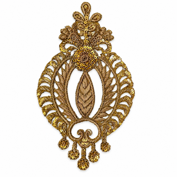 Designer Floral Zardozi Embroidered Applique Patch with Sequin Work ...