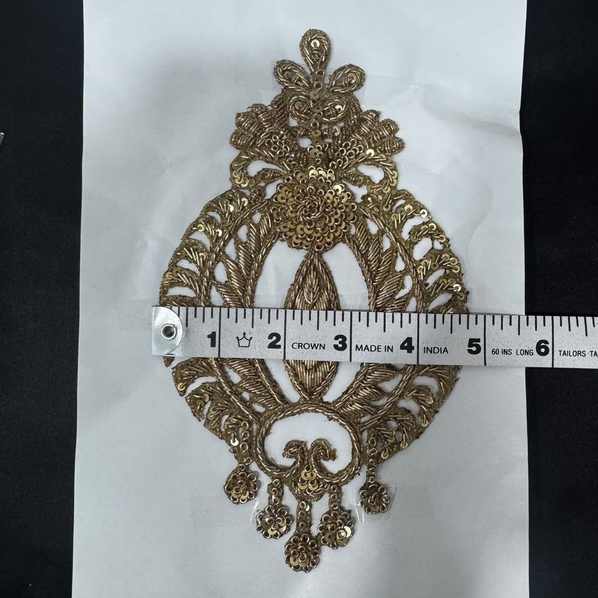 Designer Floral Zardozi Embroidered Applique Patch with Sequin Work ...