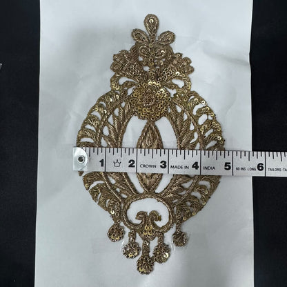 Designer Floral Zardozi Embroidered Applique Patch with Sequin Work