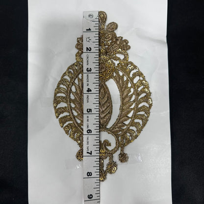 Designer Floral Zardozi Embroidered Applique Patch with Sequin Work